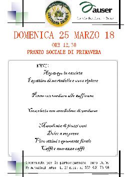 SARTIRANA LOMELLINA: PRANZO SOCIALE DI PRIMAVERA